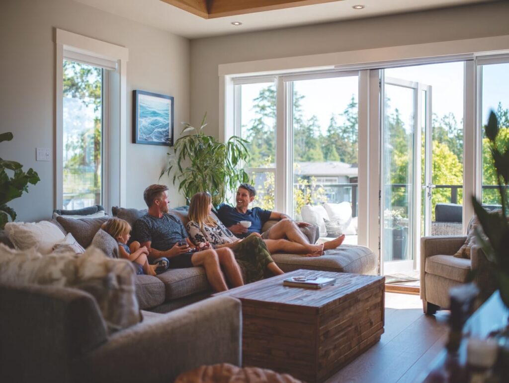 family enjoying a comfortable energy step code compliant home