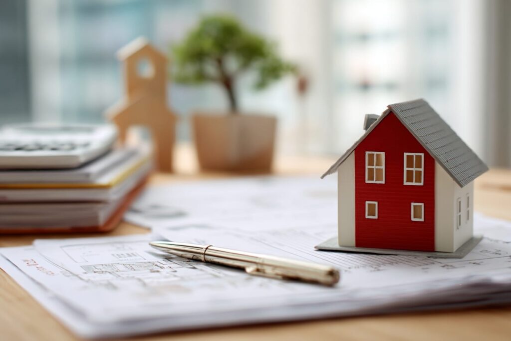 custom home builder desk with paperwork