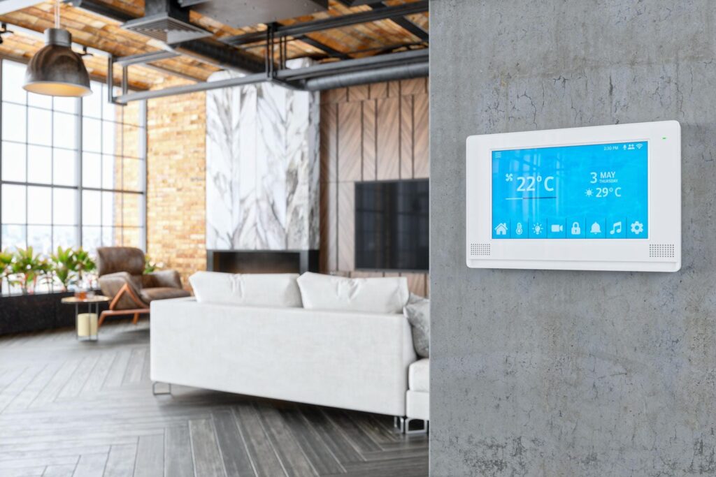 Custom home interior with easy-to-use thermostat and natural ventilation supporting long-term comfort and air quality