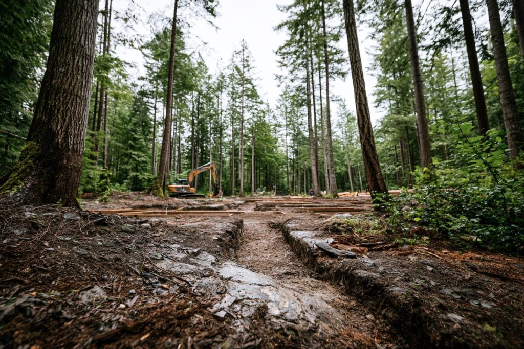Site excavation and servicing work on a Vancouver Island custom home lot affecting the quote significantly