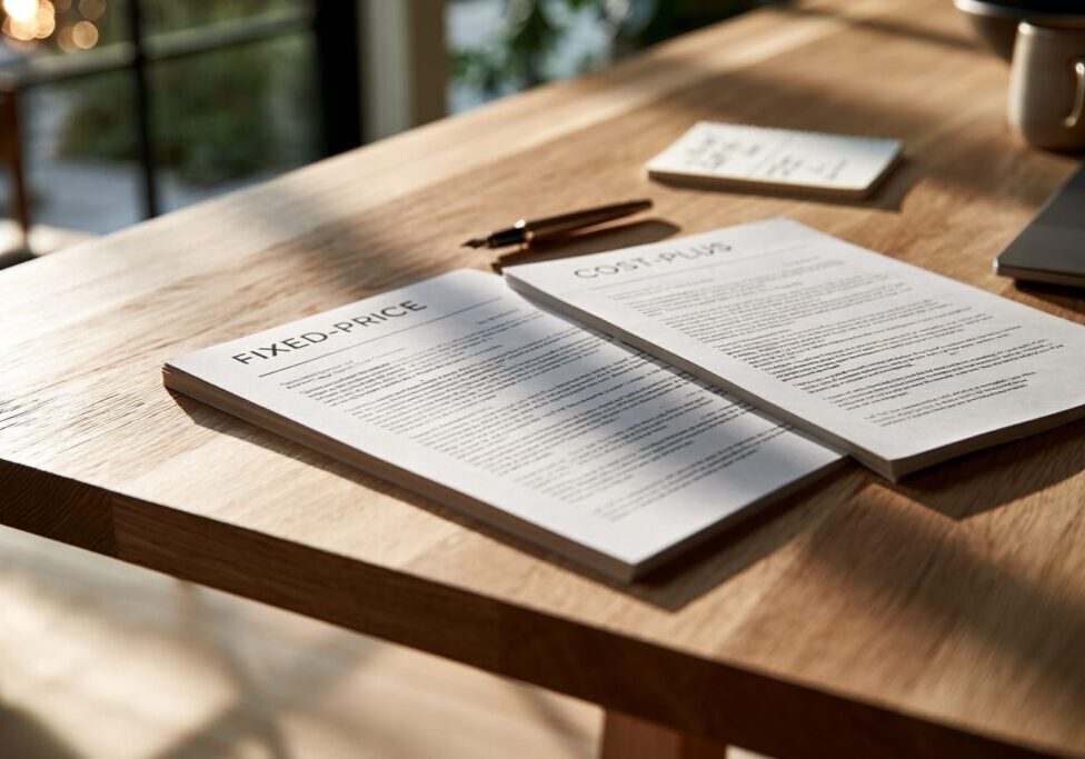 Custom home contract decision between fixed-price and cost-plus structures for a Vancouver Island build