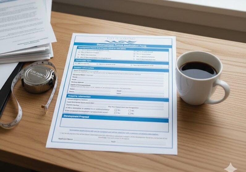 nanaimo development permit application on desk